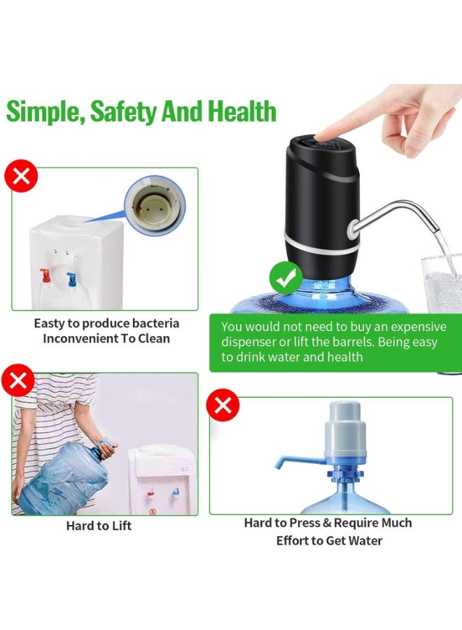 5 جالون الكهربائية الشرب المحمولة موزع المياه ، Universal USB شحن زجاجة المياه مضخة ل 2-5 جالون مع 2 السيليكون - Image 2